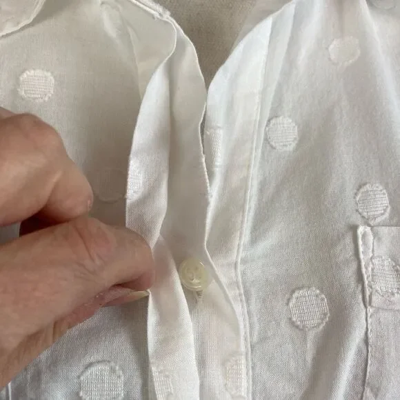 Chicos White Polka Dot embroidered on white background Button-Up Shirt (2) - Picture 6 of 13